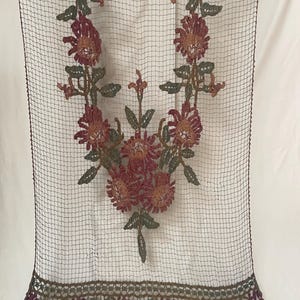 Art Deco Curtain Panel 1920s French Embroidered Wall Hanging Collectible Vintage Textile Vintage Home Decor Interior Design Wall Art