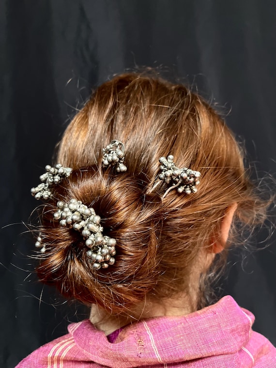 Vintage Indian Hair Decorations Bridal Hair Pins Silver Hair Decorations Antique Hair Clips Pretty Hair Accessories Hair Jewelry