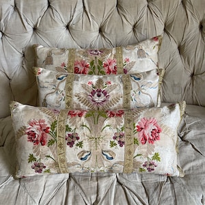 Bespoke Antique Rococo Silk Brocade Cushion 18th Century French Vintage Pillow Interior Decor Antique Textiles 1700s