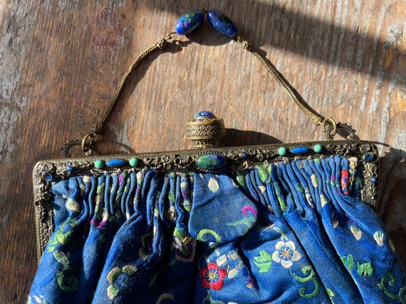 Embroidered Evening Bag Silk Bag Oriental Silk Em… - image 9