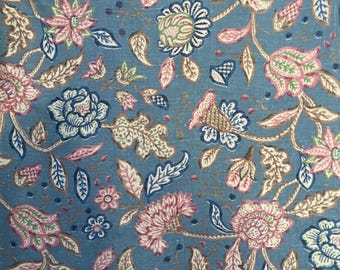 Antique Chintz Fabric 1930s Textile Floral Fabric French Chintz Panel Curtain Panel Country Cottage Home Decor Interiors Chintz