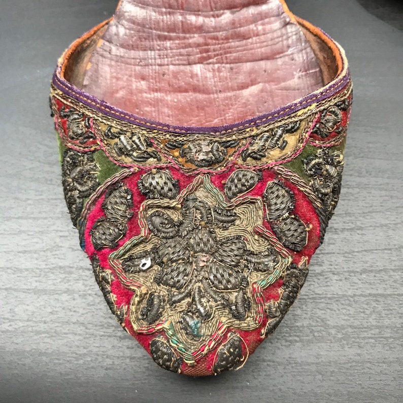 Antique Slippers Velvet Gilt Embroidered Slippers Vintage Etsy
