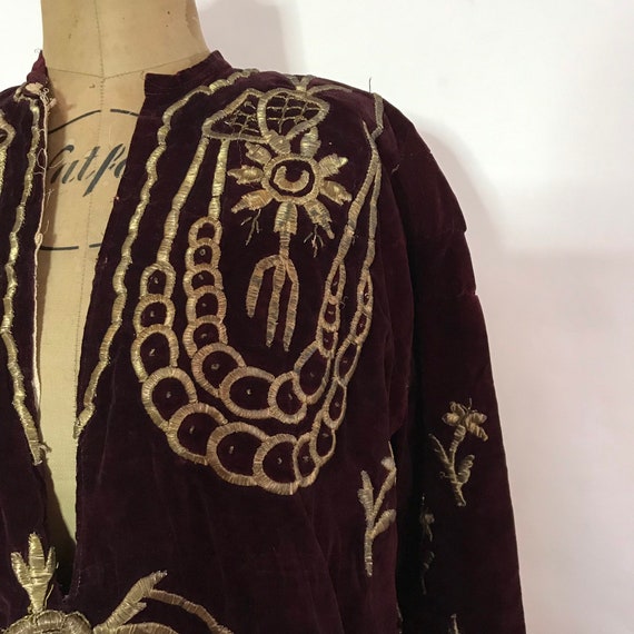 Antique Burgundy Velvet Robe - Velvet and Goldwork