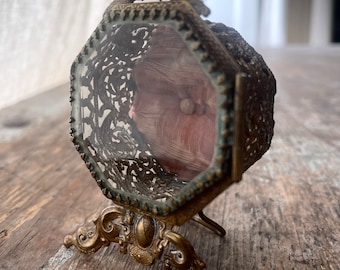 Collectable Antique Watch Display Case Cut Glass Jewellery Box Decorative Glass Vitrine French Antique Decor Interiors Boudoir