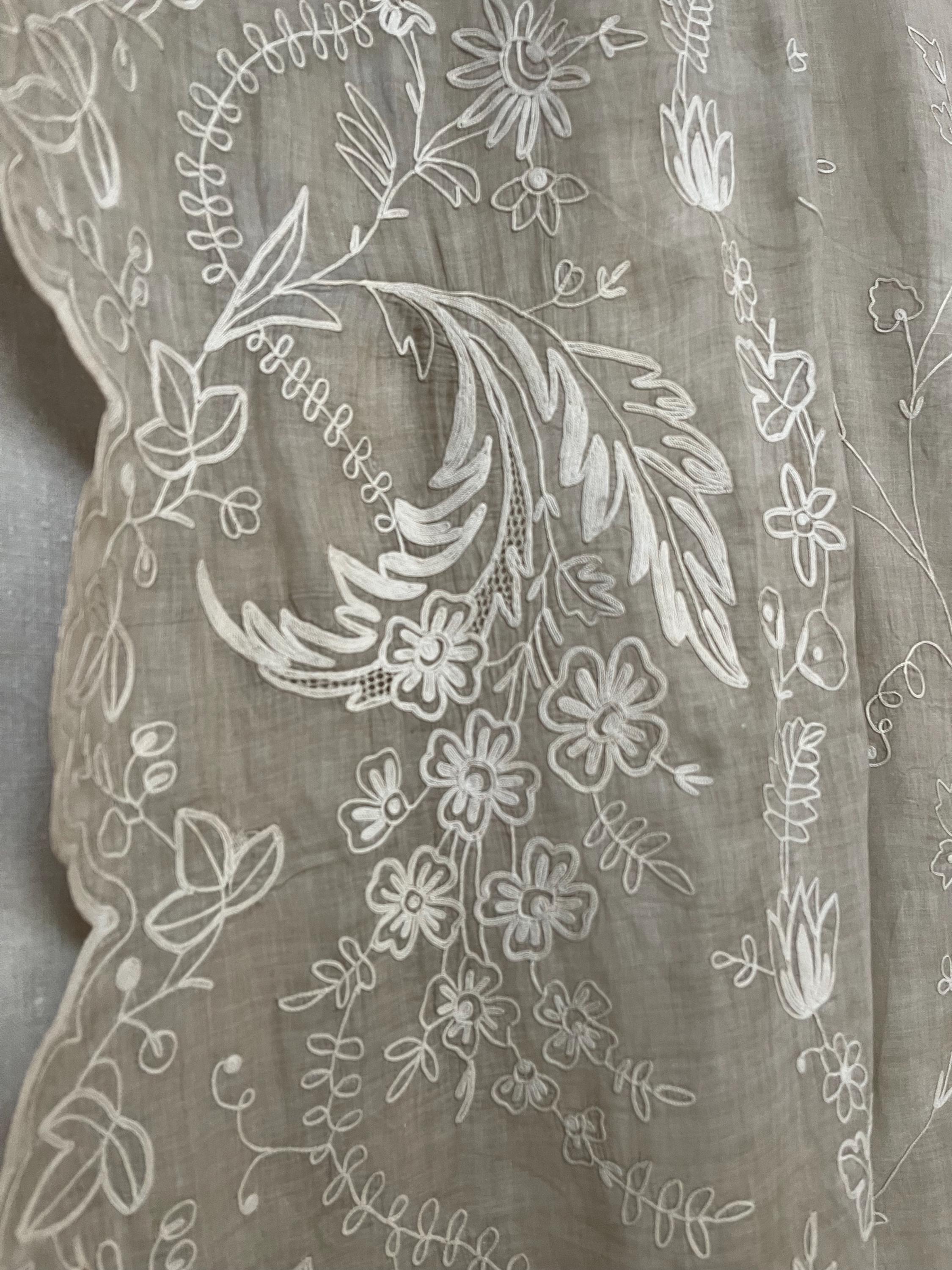 アンティーク コーネリー 刺繍 レース カーテン パネル シャトー