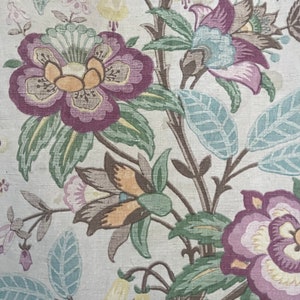 Antique Chintz Fabric 1930&#39;s Textile Floral Fabric French Chintz Panel Curtain Fabric Country Cottage Home Decor Indienne Chintz