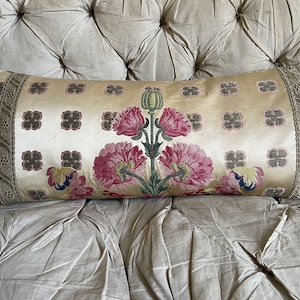 Bespoke Antique Rococo Silk Brocade Cushion 18th Century French Vintage Pillow Interior Decor Antique Textiles 1700s