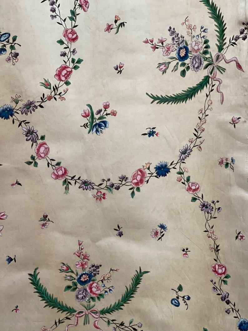Antique Hand Painted Dress Silk 18th Century Dress Silk Rococo Silk Collectable Textiles Interior Decor Museum Worthy Study Reference image 9