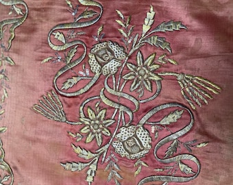 Antique Ottoman Silk Embroidery 19th Century Embroidered Panel  Silk Panel with Gold Embroidery Traditional Ottoman Embroidery Collectable