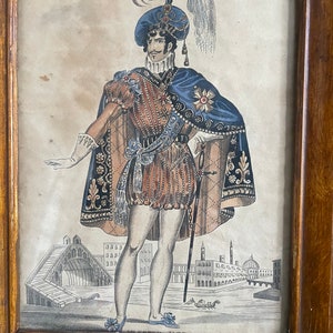 Antique Victorian Threatrical Watercolour 19th Century Tuppance Coloured Costume Collectable Art Costume Study Wall Art Vintage Home Decor