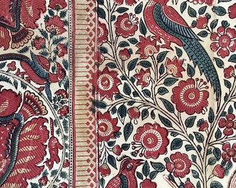 Pannello antico e raro con stampa a blocchi, tessuto antico indiano, decorazione d'interni della costa di Coromandel, XVIII secolo, casa d'epoca