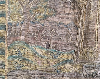Early Embroidered Panel 17th Century Antique Collectible Embroidery Early English Textile Collectable Embroidery Study Piece