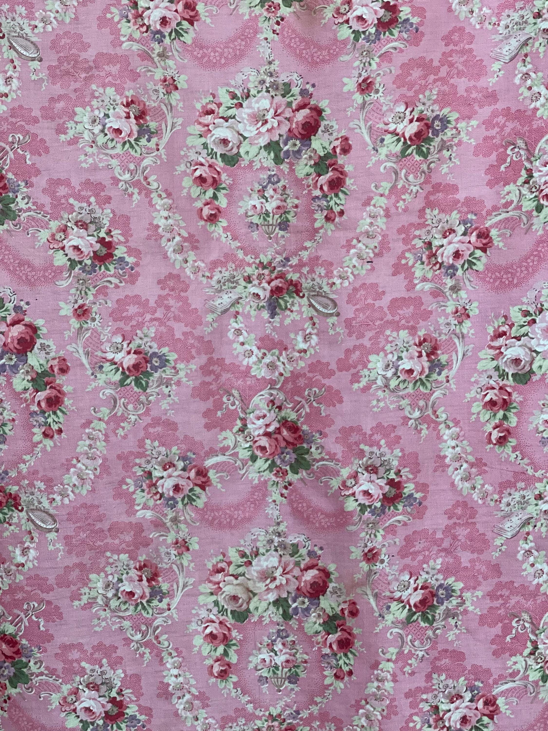 Authentic Rococo Textiles Antique Textile Pink Floral Rococo Inspired Fabric Flowers Interiors ...
