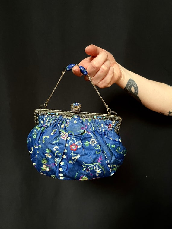 Embroidered Evening Bag Silk Bag Oriental Silk Em… - image 6