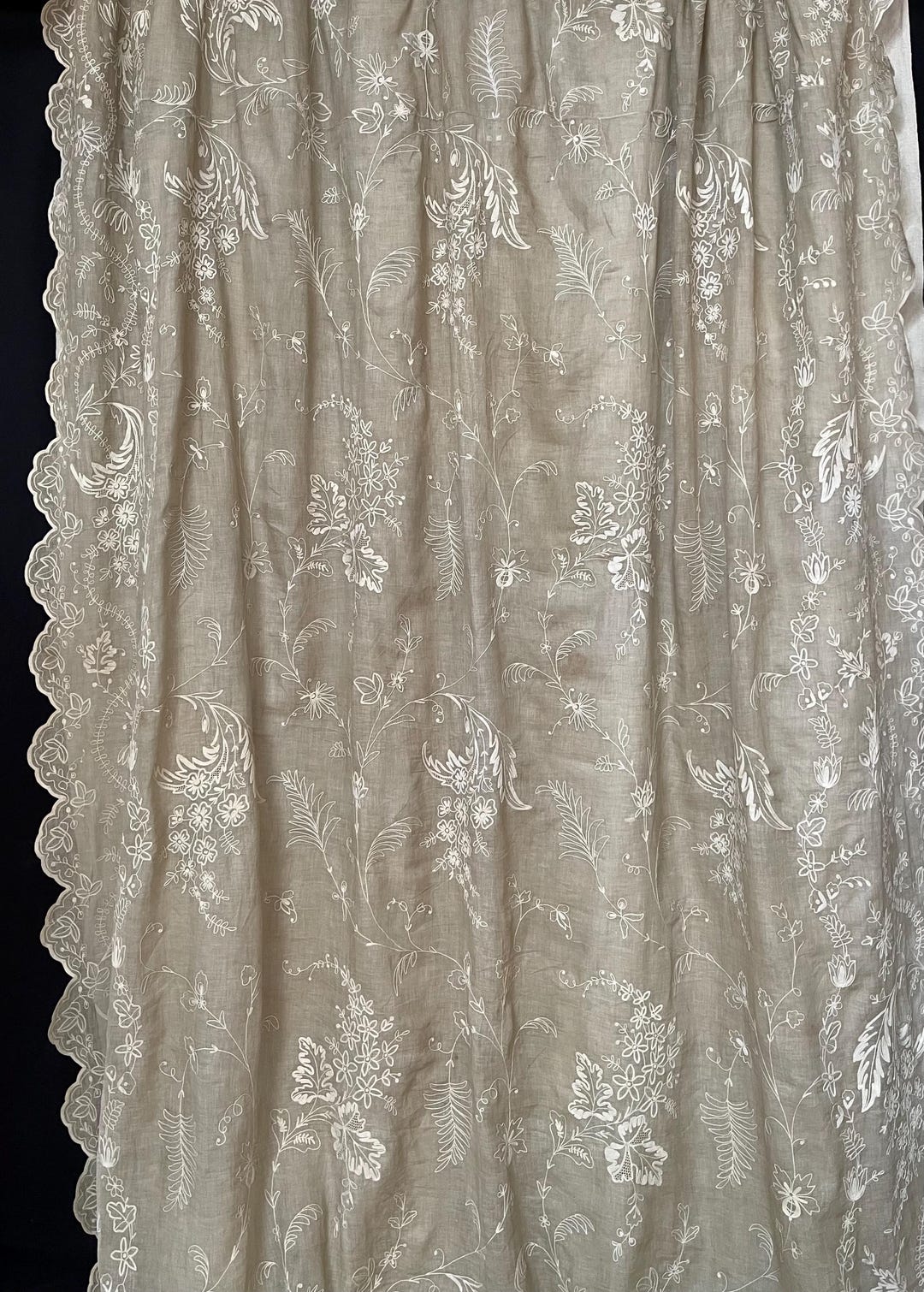 アンティーク コーネリー 刺繍 レース カーテン パネル シャトー