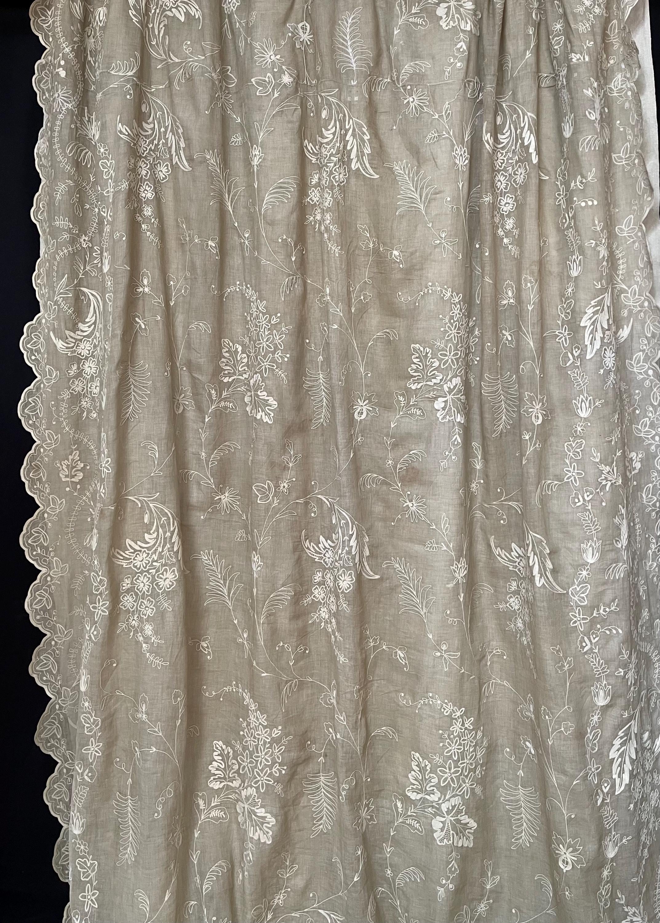 アンティーク コーネリー 刺繍 レース カーテン パネル シャトー