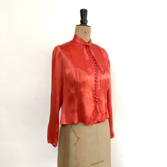 Silk Blouse - Vintage Blouse - Orange Blouse - Lin