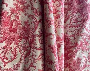 Vintage Toile de Jouy Bedcover: French Antique Textile Throw