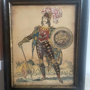 Antique Victorian Threatrical Watercolour 19th Century Tuppance Coloured Costume Collectable Art Costume Study Wall Art Vintage Home Decor