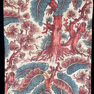 Antique Block Print Dutch Chintz Fabric Panel Collectible Vintage Textile Vintage Home Decor Interiors Fabric Antique Textiles Wall Art