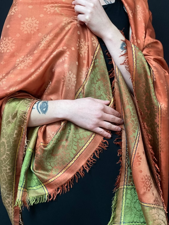 Victorian Silk Brocade Shawl Antique Shawl Film and Television