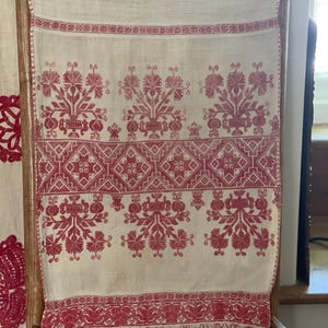 Hand Embroidered Antique Panel Antique Embroidery Florals Folk Art Vintage Embroidery Country Style Decor Collectable Vintage Home Decor