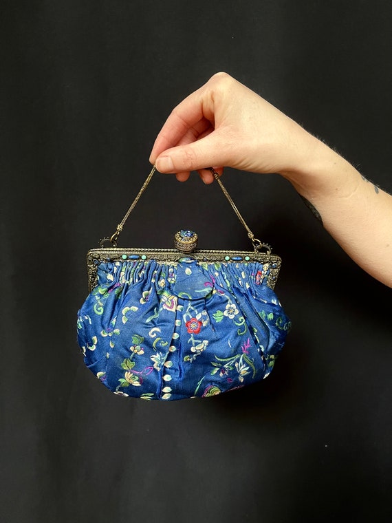 Embroidered Evening Bag Silk Bag Oriental Silk Em… - image 1