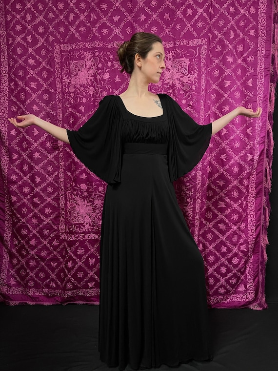 Ossie Clark Dress Vintage Black Jersey Maxi Dress… - image 1