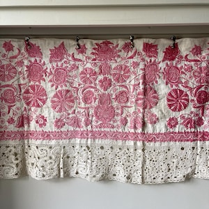 Folk Art Embroidered Pelmet Hanging Dated Interior Design Vintage Home Decor Antique Textiles Collectible Embroidery Interiors Florals