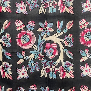 Antique Kandili Block Print Scarf: Ottoman Turkish Textile, 19th Century