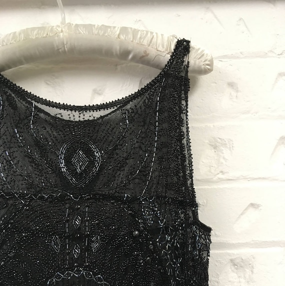 Black Flapper Dress - 1920's Jet Black Beaded Dres