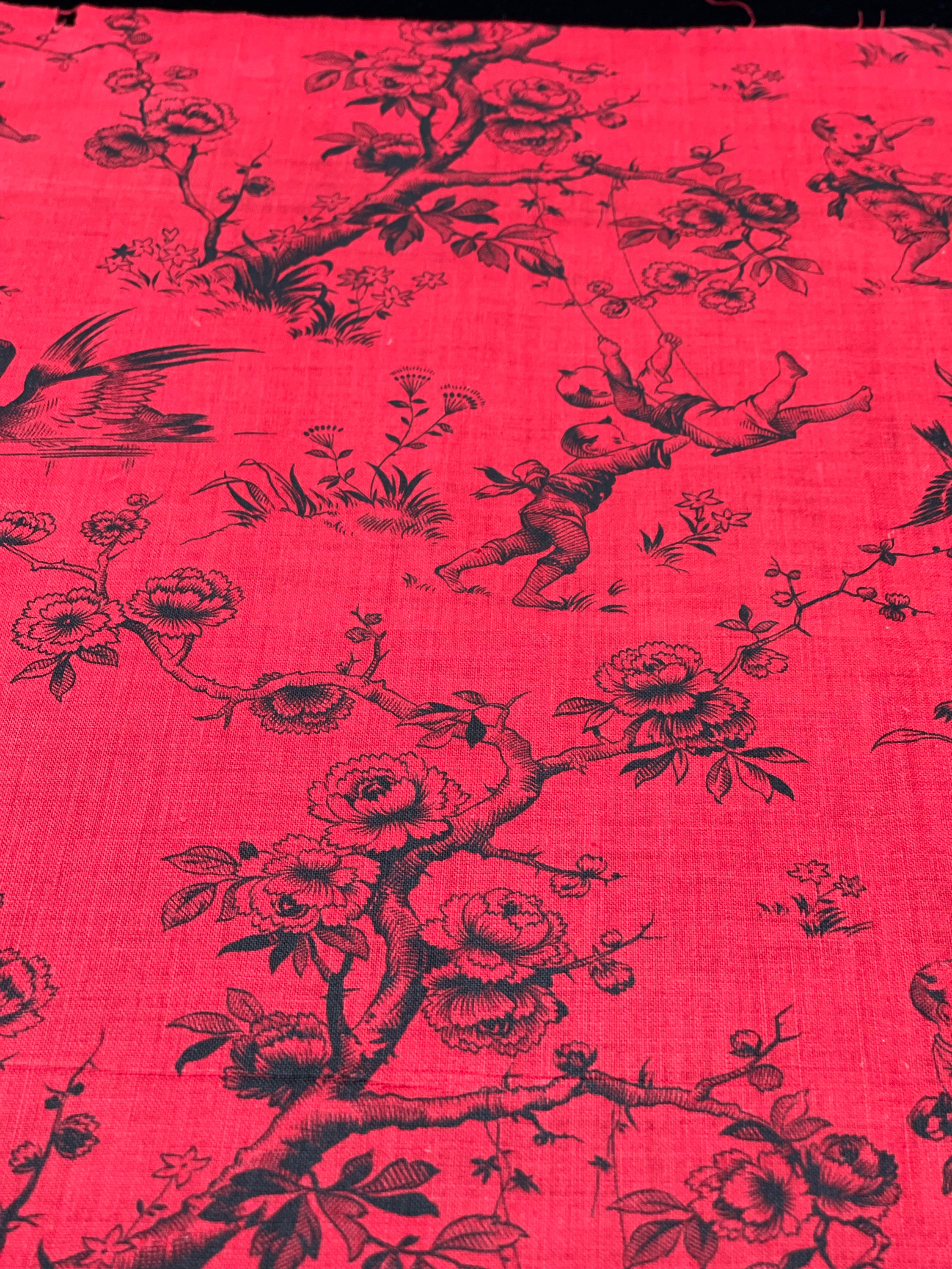 Materials Visual Arts Collage Vintage 1960s Musical Chinoiserie Fabric Vintage Chinoiserie