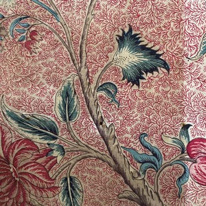 Antique Chintz Fabric Textile Floral Fabric French Chintz Panel Curtain Panel 18th Century Chintz Collectible Textile Home Decor  Chintz