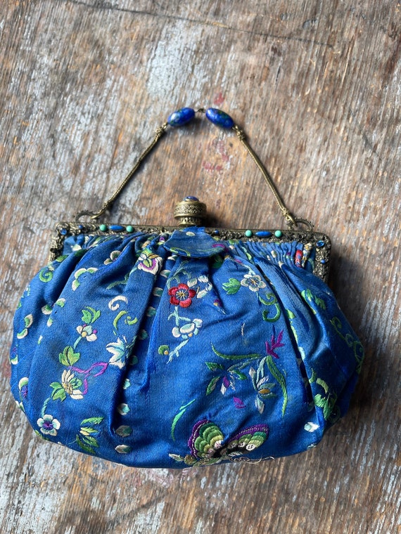 Embroidered Evening Bag Silk Bag Oriental Silk Em… - image 3