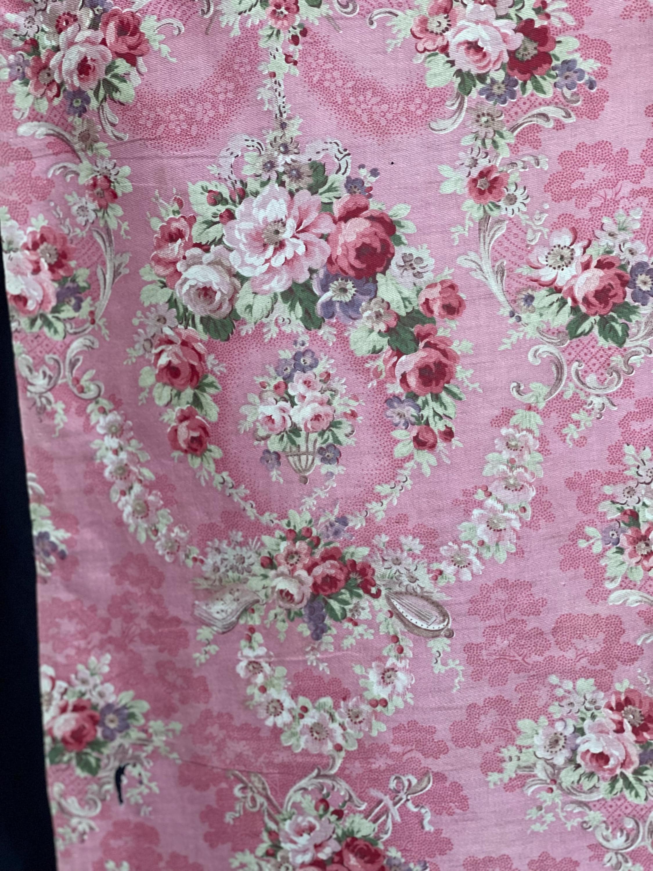 Authentic Rococo Textiles Antique Textile Pink Floral Rococo Inspired Fabric Flowers Interiors ...