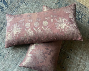 Silk Brocade Cushion 19th Century Ottoman Silk Brocade Vintage Handmade Bespoke Luxury Pillow Antique Textiles Collectable Interior Decor