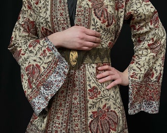 Antique Hand Block Printed Coat Robe Early 19th Century Asia Historical Collectable Costume Kalamkari Collectable Antique Coat