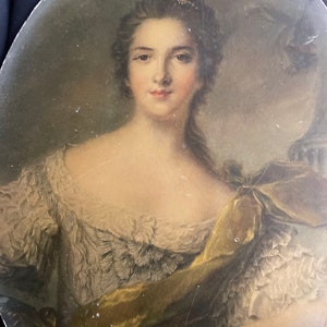 Antique Portrait Old Print 18th Century Painting Collectible Wall Art Vintage Home Decor Interiors Madam Victoire France