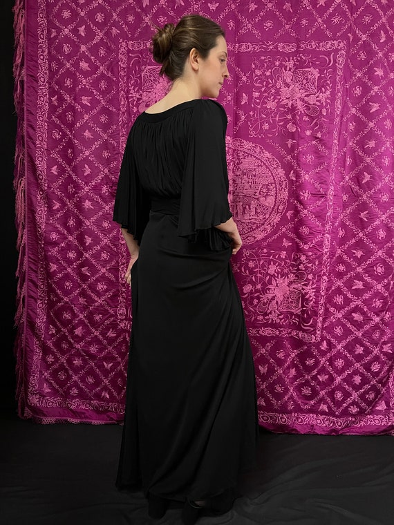 Ossie Clark Dress Vintage Black Jersey Maxi Dress… - image 3
