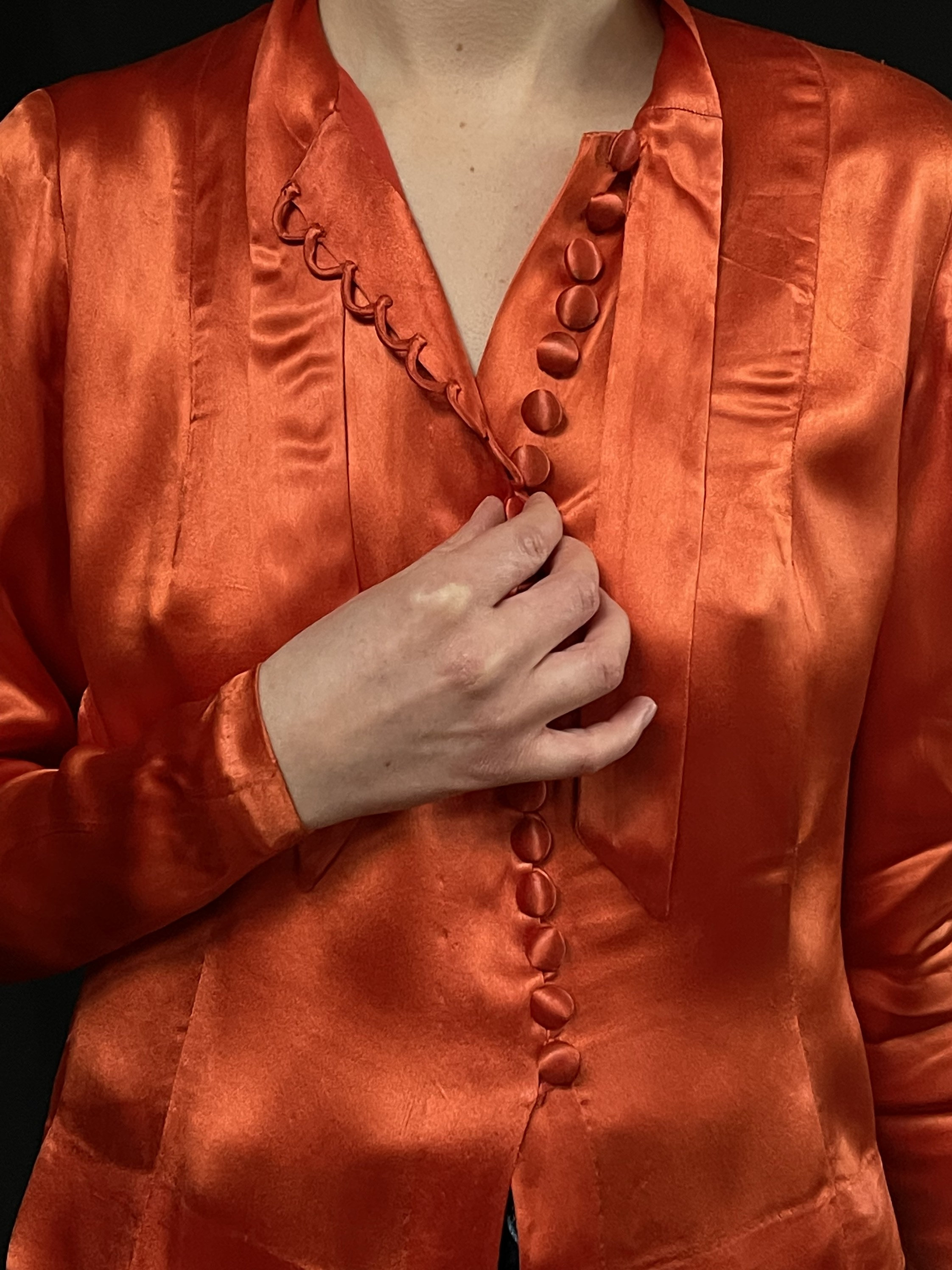 satin orange blouse