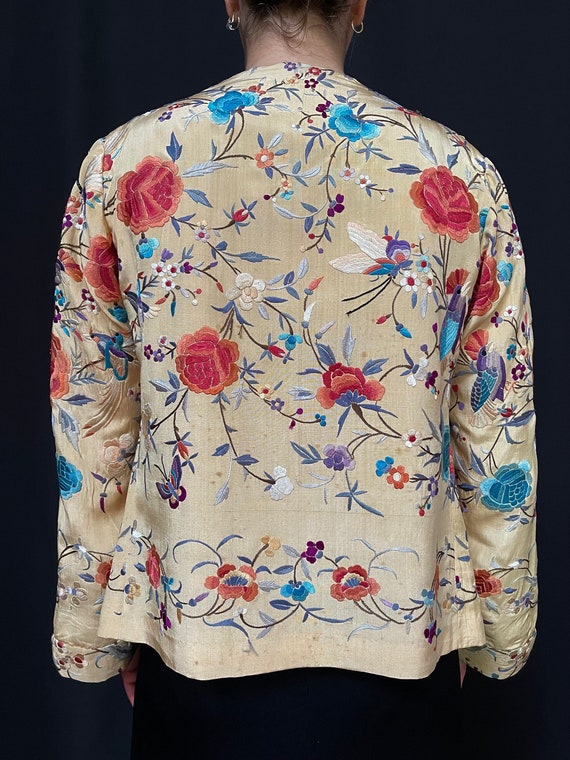 Silk Embroidered Jacket Vintage Silk Chinese Embr… - image 8