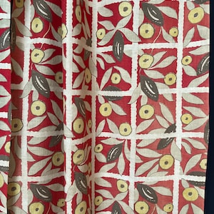 Art Deco Printed Cotton Curtain Drapes Panels Home Decor Interiors Antique Collectable Textiles Design Inspiration Home Decor Beaded Fringe