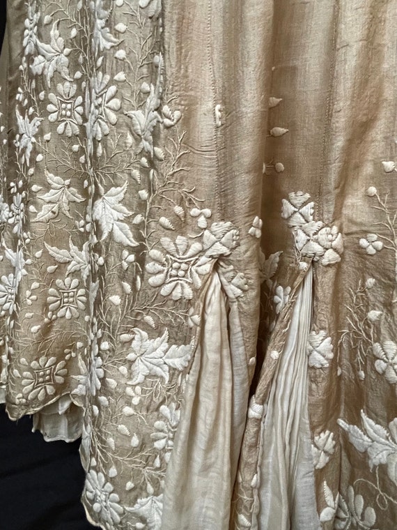 Antique Cream Silk Embroidered Edwardian Wedding … - image 8