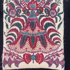 Antique Block Print Dutch Chintz Fabric Panel Collectible Vintage Textile Vintage Home Decor Interiors Fabric Antique Textiles Wall Art