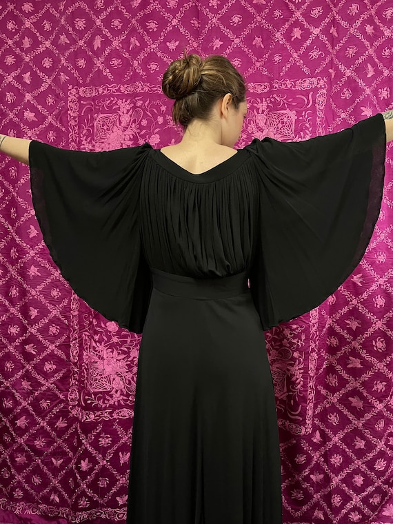 Ossie Clark Dress Vintage Black Jersey Maxi Dress… - image 4