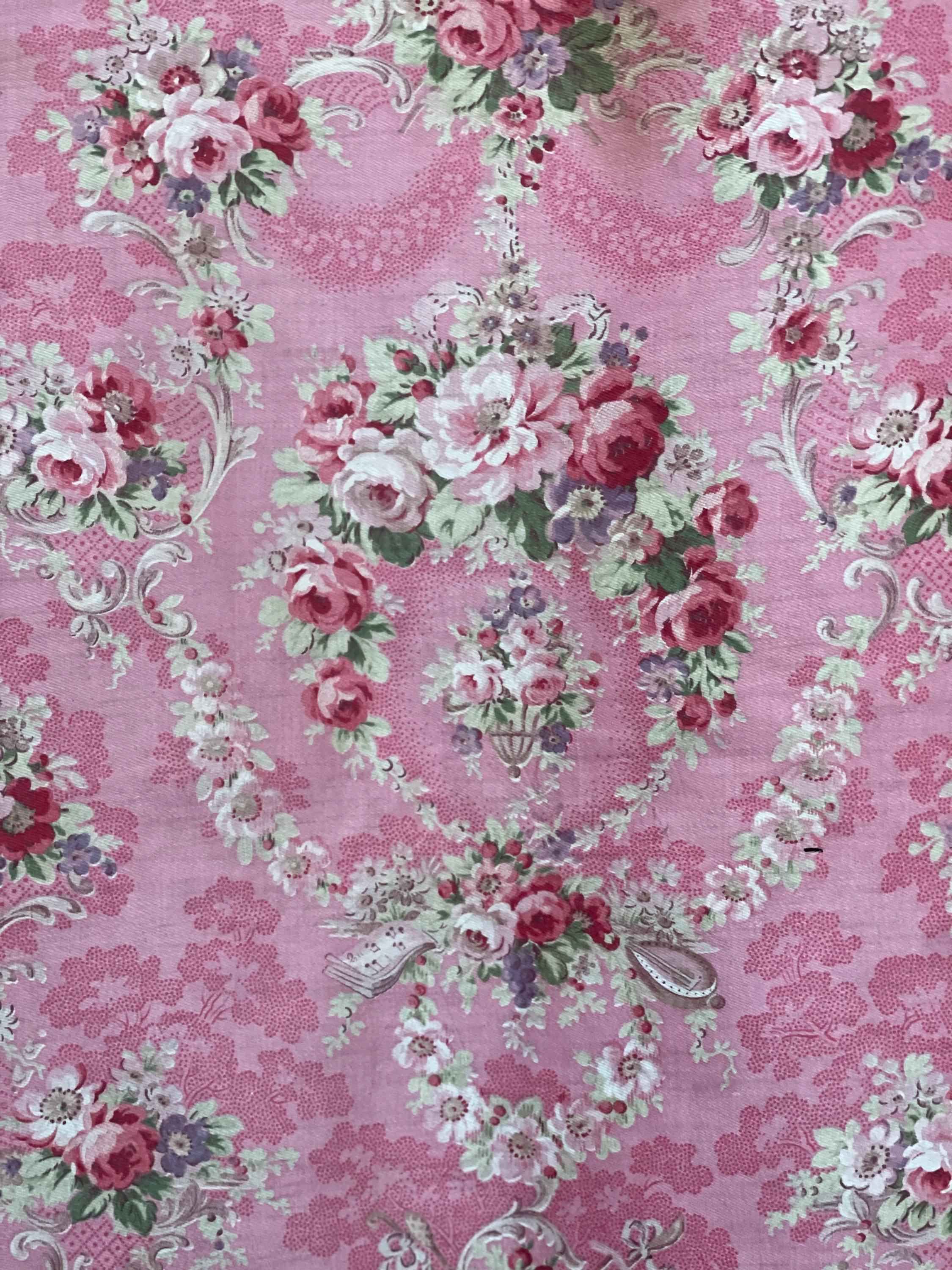 Authentic Rococo Textiles Antique Textile Pink Floral Rococo Inspired Fabric Flowers Interiors ...