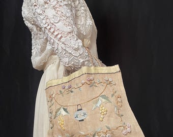 刺繍バック アンティーク グロリア専用：アンティーク刺繍バッグ 