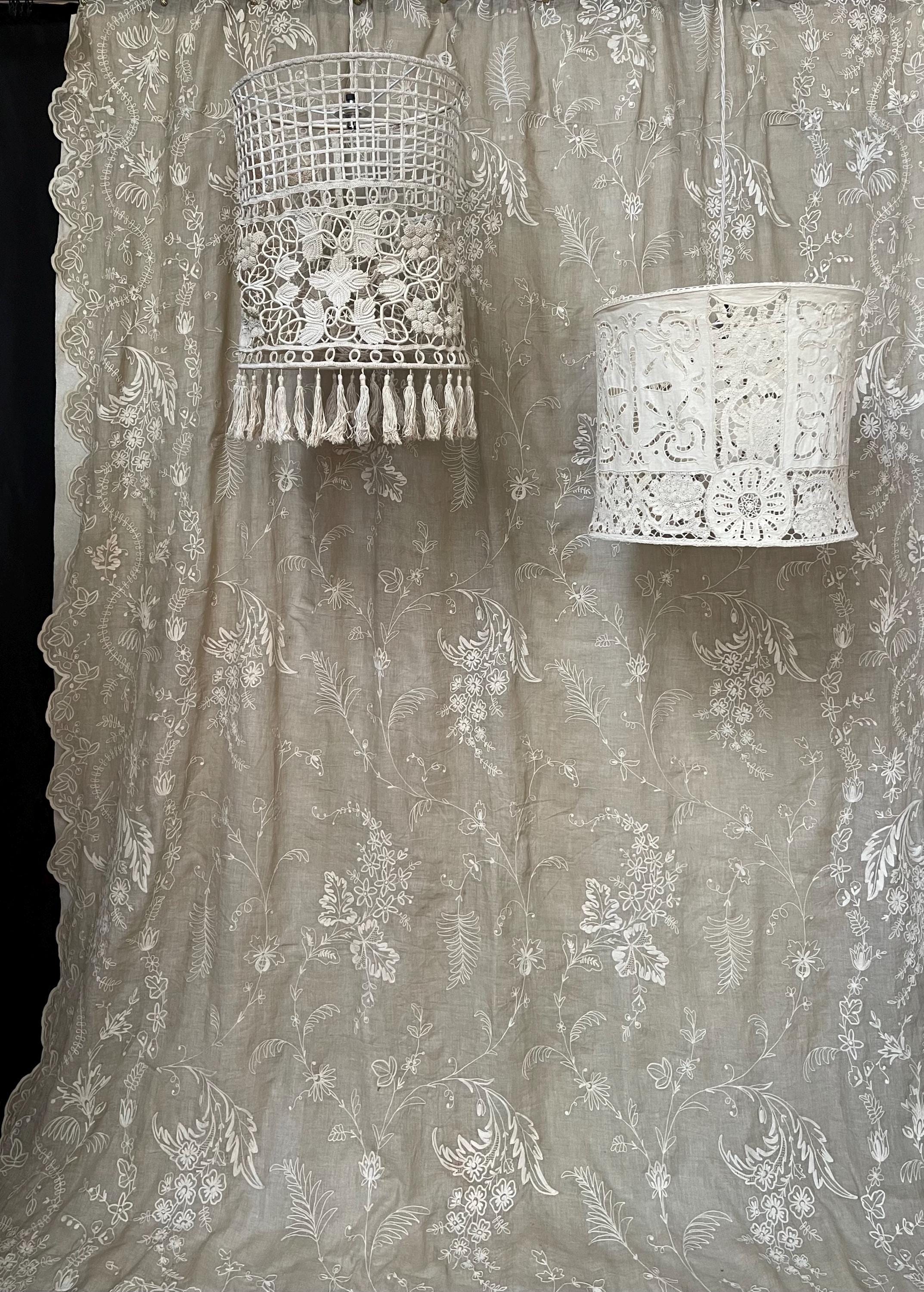 アンティーク コーネリー 刺繍 レース カーテン パネル シャトー