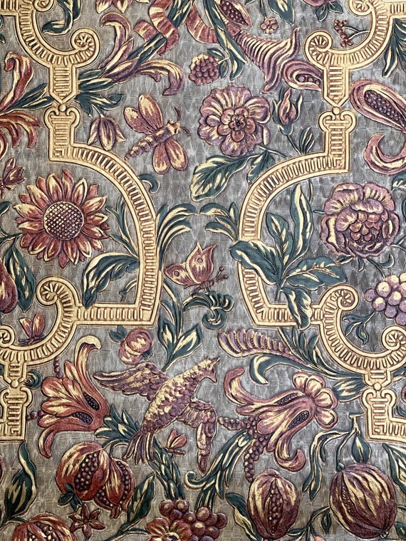 Hand Painted Embossed Wallpaper Panel C19th Belgium Home Etsy