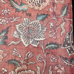 Antique Block Print Dutch Chintz Fabric Panel Collectible Vintage Textile Vintage Home Decor Interiors Fabric Antique Textiles Wall Art